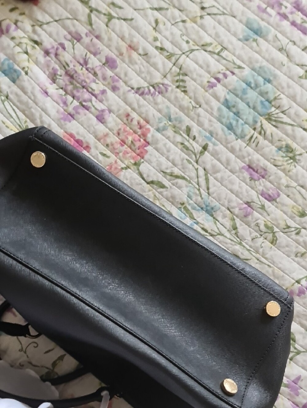 Michael Kors Black Leather Tote with Gold Hardware - Picture 3 of 4